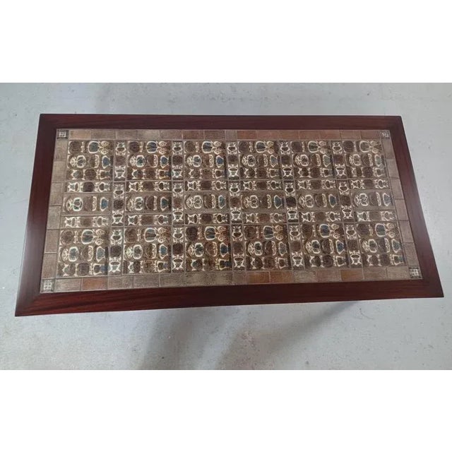 Fully Restored Mahogany Coffee Table with Royal Copenhagen Tiles by Severin Hansen for Haslev Møbelsnedkeri, 1960s For Sale - Image 3 of 7