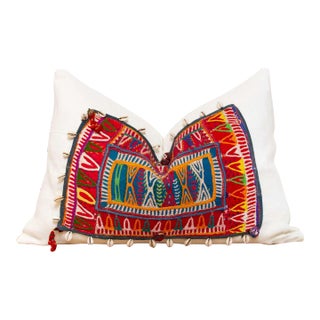 Multicolor Himalayas Tribal Antique Linen Pillow For Sale