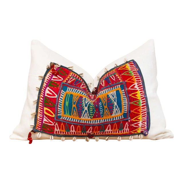 Multicolor Himalayas Tribal Antique Linen Pillow For Sale