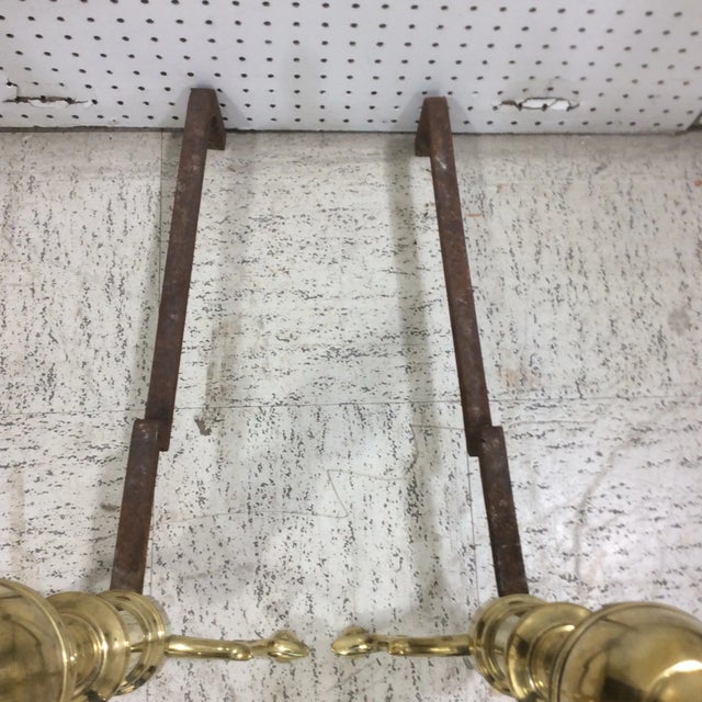 Brass Lemon Top Andirons - a Pair For Sale - Image 4 of 5