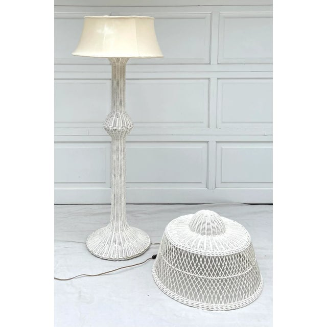 Antique Woven Wicker Floor Lamp For Sale - Image 9 of 13