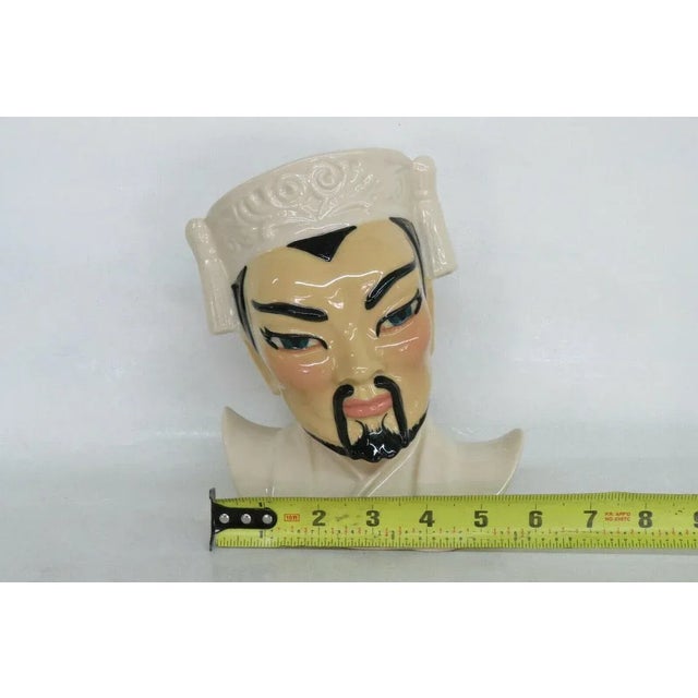 Ceramic Arts Studio Manchu Asian Chinese Man Vintage Head Vase For Sale - Image 4 of 11