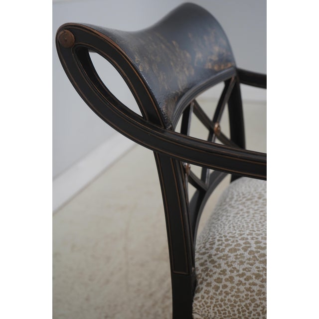 Interior Crafts Black & Gold Chinoiserie Arm Chair For Sale - Image 10 of 18