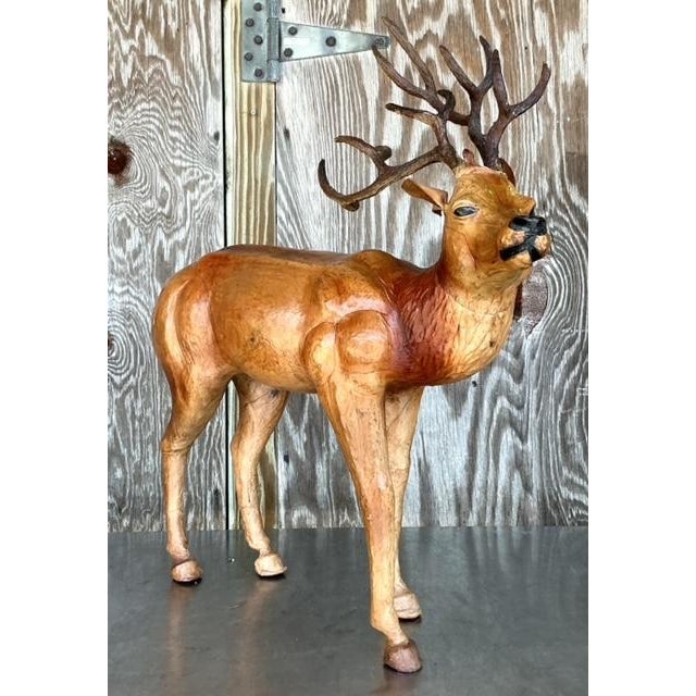 Vintage Boho Monumental Wrapped Leather Buck For Sale - Image 9 of 10