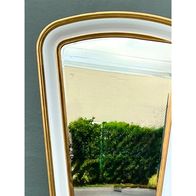 Wood Vintage Gold Tipped White Lacquer Mirrors - Set of Two For Sale - Image 7 of 12