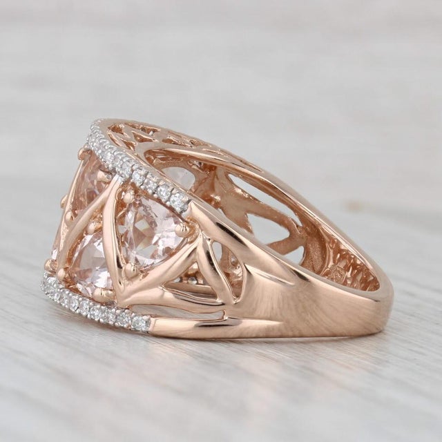 Mid-Century Modern Mid 20th Century 3.22ctw Morganite Diamond Ring 14k Rose Gold Size 8 Cocktail For Sale - Image 3 of 8