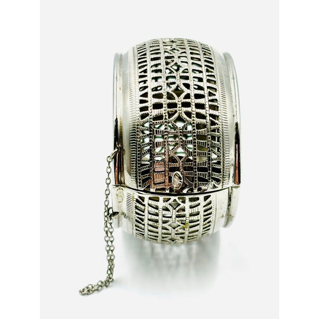 Whiting & Davis Whiting & Davis Co. Vintage 1970's Signed Wide Hinged Cuff Bracelet For Sale - Image 4 of 11