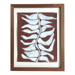 2026 "Fronda" Contemporary Abstract Botanical Painting on Cotton Paper by Artist r.k. Red For Sale