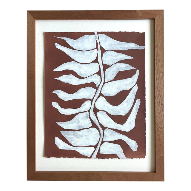 2026 "Fronda" Contemporary Abstract Botanical Painting on Paper by Artist r.k. Red For Sale