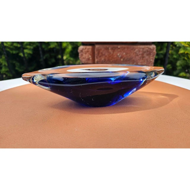 Glass Cobalt Boat Plate by František Špinar for Skrdlovice, 1970s For Sale - Image 4 of 6