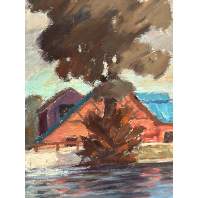 Helge Andersson, Coastal Village, 1965, Oil on Panel, Framed For Sale - Image 6 of 18
