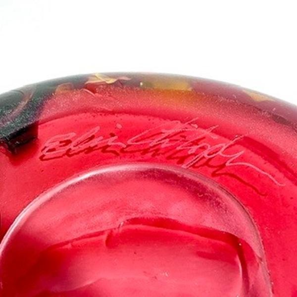 Mid 20th Century MCM Ruby Red Hand-Blown Studio Art Glass Vase 13'' Signed by Robert Eickholt 70s For Sale - Image 5 of 6
