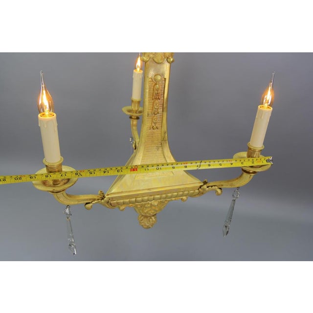 French Louis XVI Style Bronze 3-Light Chandelier, Early 20th Century For Sale - Image 18 of 18
