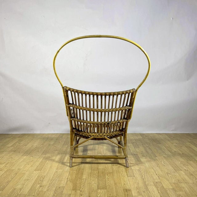 1960s Mediterranean High-Back Lounge Chair in Bamboo and Rattan, 1960s For Sale - Image 5 of 9