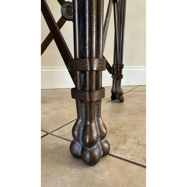 Maitland - Smith Maitland Smith Regency Leather & Iron Side Tables, a Pair For Sale - Image 4 of 8