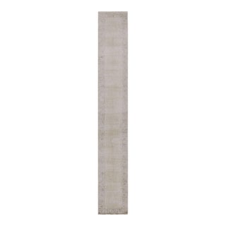 Vintage Overdyed Persian Runner Rug in Beige-Brown Open Field, From Rug & Kilim For Sale