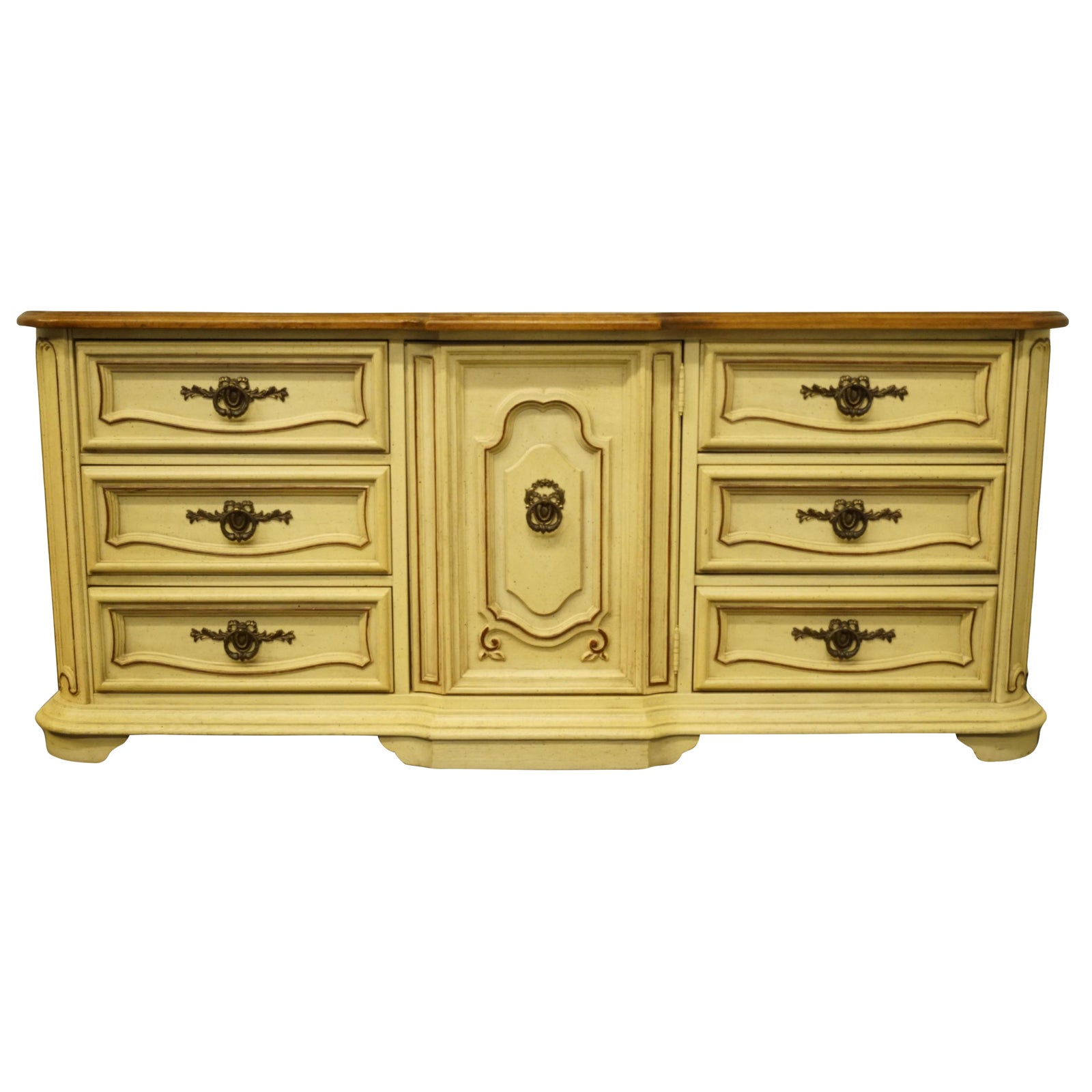 20th Century French Provincial Stanley Furniture Cream Painted Triple