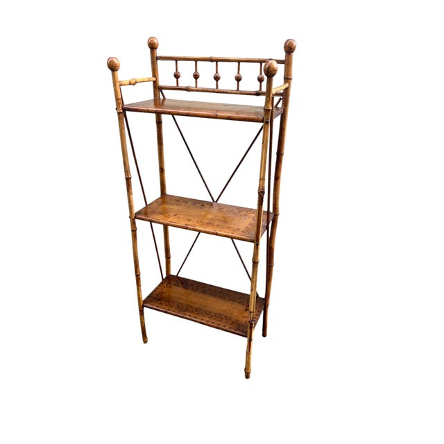Early 20th Century Victorian English Burnt Bamboo Bookshelf For Sale - Image 16 of 16