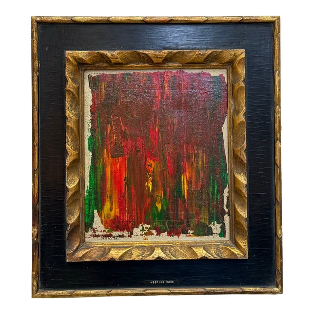 Vintage Abstract Oil on Canvas Original Frame For Sale