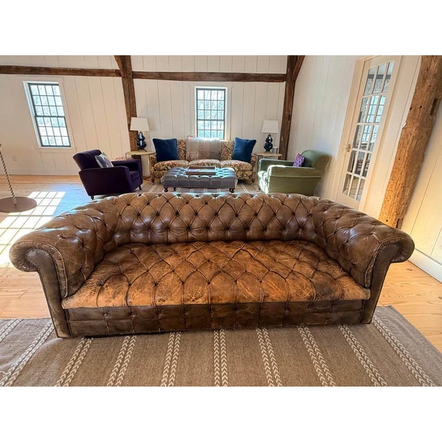 Late 19th Century Antique British Leather Chesterfield Sofa (With Horsehair) For Sale - Image 5 of 5