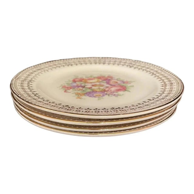 Mid 20th Century 22k Dessert Plates by Edwin M Knowles China Co- Set of 4 For Sale In Chicago - Image 6 of 8