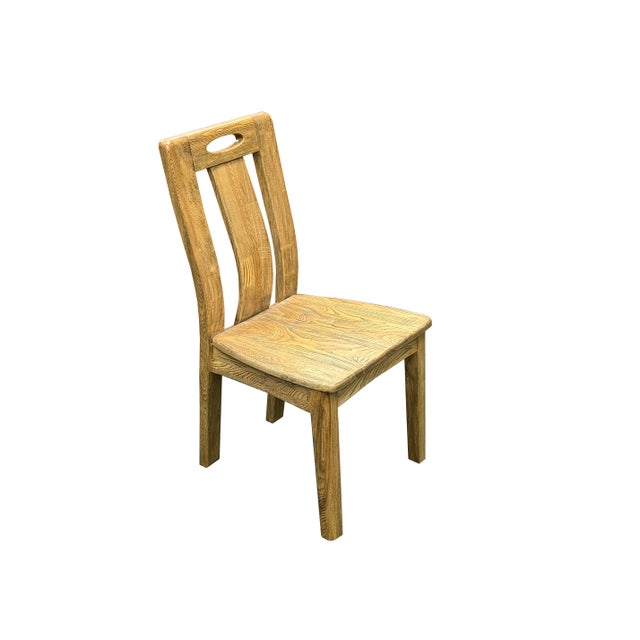 Oriental Light Wood Rough Grain Rectangular Dining Table 4 Chairs Set For Sale - Image 12 of 16