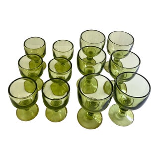 Vintage Imperial Hoffman House Green Goblets - Set of 12 For Sale