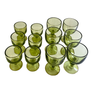 Vintage Imperial Hoffman House Green Goblets - Set of 12