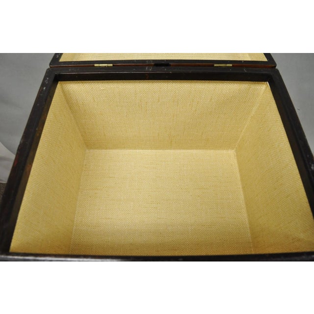 Late 20th Century Furniture Classics LTD Chinese Teak & Bamboo Campaign Chest Side Table on Stand For Sale - Image 12 of 18