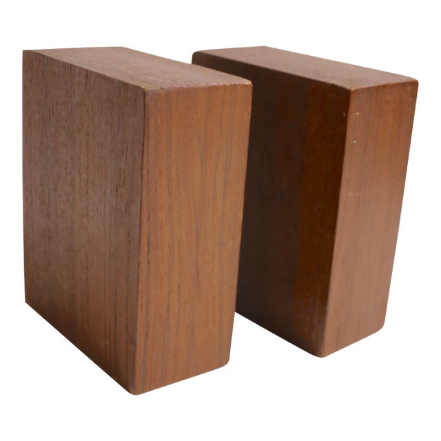 Pr. Mid Century Danish Style Block Bookends For Sale