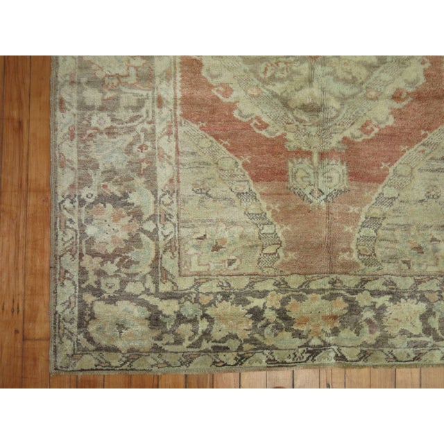 Zabihi Collection Terracotta Antique Turkish Oushak Scatter Rug For Sale In New York - Image 6 of 6