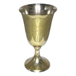 Late 20th Century Vintage Engraved Metal Chalice, Early 20th Century Trophy Cup or Wine Goblet For Sale