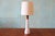 Mid-Century Modern 1960s Jane and Gordon Martz Table Lamp M165 Marshall Studios Matte White Tan Incising Walnut For Sale - Image 3 of 9