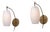 Italian Brass and Opaline Glass Wall Sconces with Arched Arms, 1950s, Set of 2 For Sale