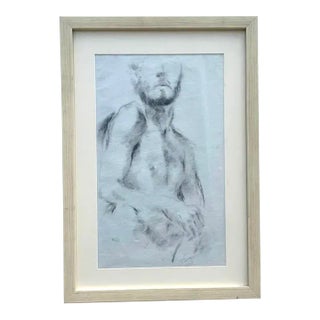 Vintage Boho Sketch of Male Figure on Paper For Sale