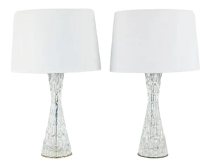 1960s Carl Fagerlund Orrefors Table Lamps in Cut Glass - a Pair