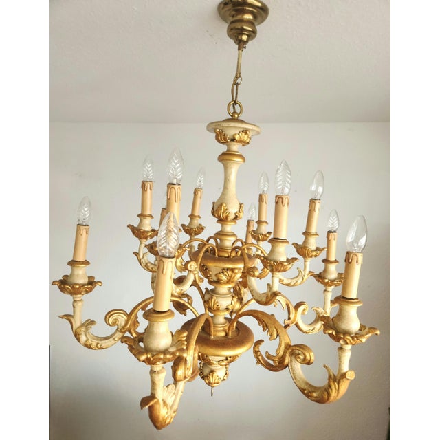 Vintage Florentine Chandelier with Gold Leaf, 1930s For Sale - Image 14 of 18