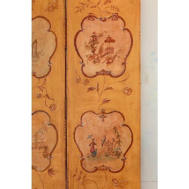 An exquisite example of French artistry, this late 18th century hand-painted screen features three hinged panels adorned...