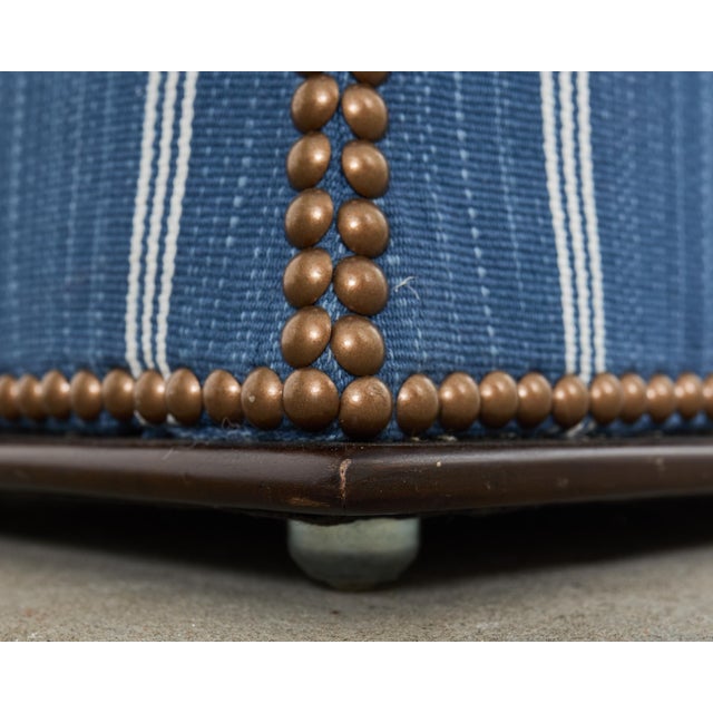 Ralph Lauren 'Florence' Storage Ottoman in Striped Blue Upholstery For Sale - Image 16 of 18