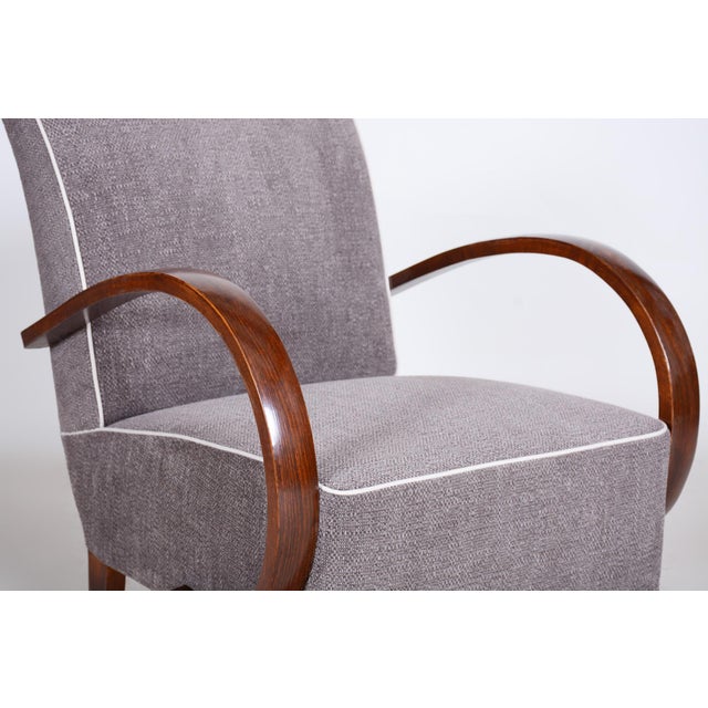 Brown Set of rt Deco Armchairs attributed to J. Halabala for Up Závody, 1930s For Sale - Image 8 of 15
