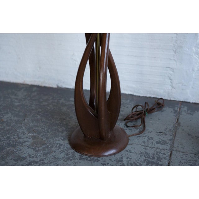 Mid-Century Carved Wood Lamps - A Pair For Sale - Image 5 of 6