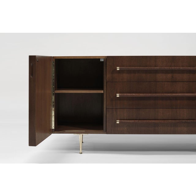 Brown t.h. Robsjohn-Gibbings Credenza in Walnut and Brass, C. 1950s For Sale - Image 8 of 11