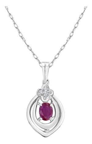 Oval Ruby Pendant with Diamond Accent 16"