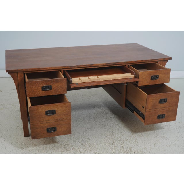 Arts & Crafts Stickley Large Mission Oak Arts & Crafts Executive Desk For Sale - Image 3 of 18