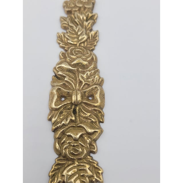 Metal Pair of 1980s Vintage Bombay Co. Brass Floral Bow & Rose Ormolu Appliques For Sale - Image 7 of 11