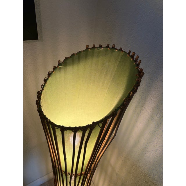 Late 20th Century Floor-Lamp Bamboo 44 Inch Tall For Sale - Image 4 of 8