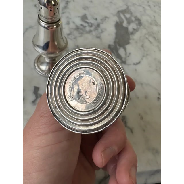Vintage Sterling Silver Salt and Pepper Shakers by Raimond Manufacturing & Co. - Weighted/Stamped For Sale - Image 4 of 6