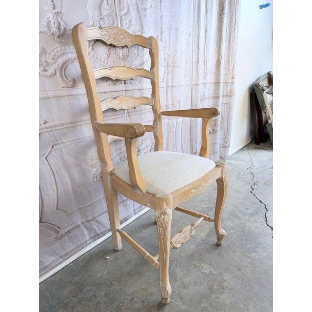 Set of 10 19th Century French Provincial Bleached Oak Ladderback Dining Chairs For Sale - Image 17 of 18