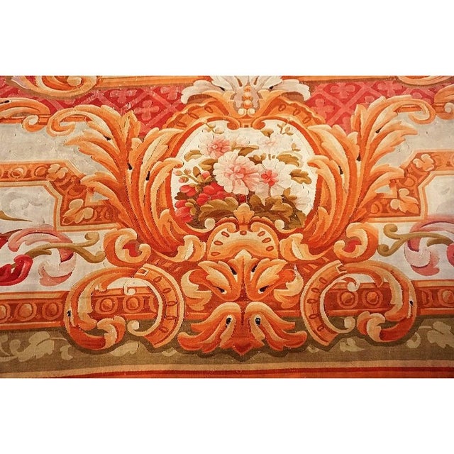 1850s Antique Aubusson French Large Wool Flat Weave Coral Rug For Sale In New York - Image 6 of 9
