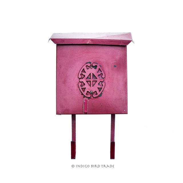 Mid-Century Modern Early 20th Century Antique Metal Mailbox With Newspaper Magazine Rack For Sale - Image 3 of 9